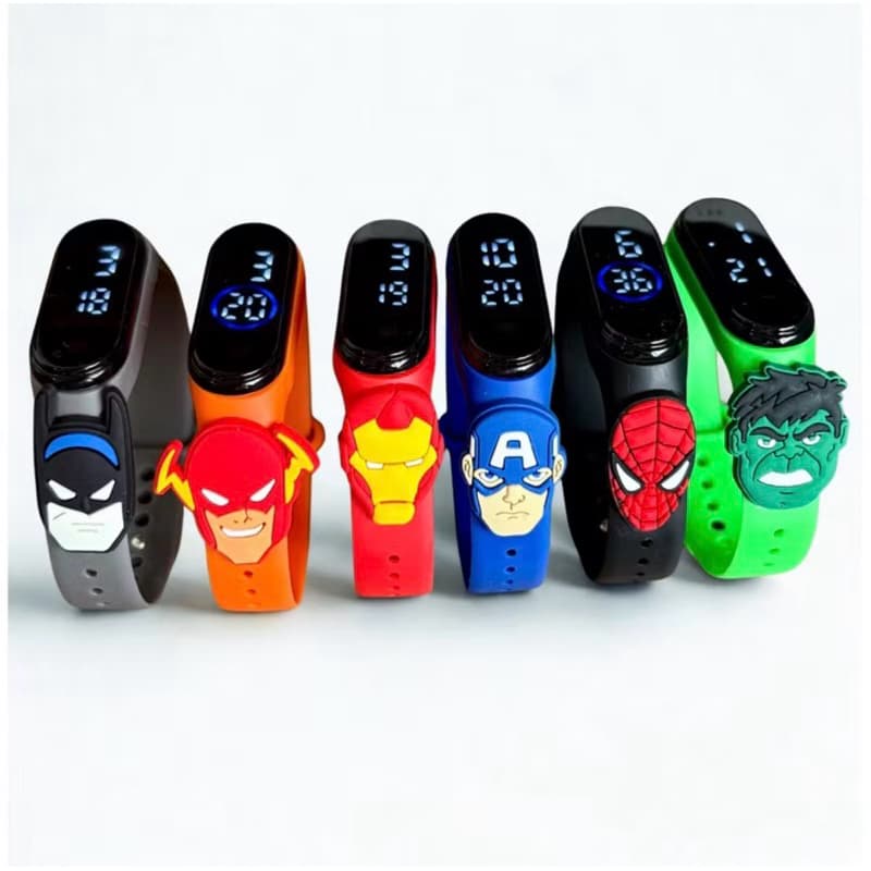 Kit 10-30 Relógios Infantis Lembrancinhas Heróis Led Digital à Prova D’água
