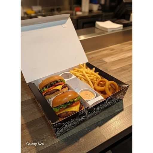 Caixa Combo Hambúrguer e Batata Frita Delivery Embalagem de Papel Triplex 250 gr – Kit 100 ou 200 Unidades Combo M