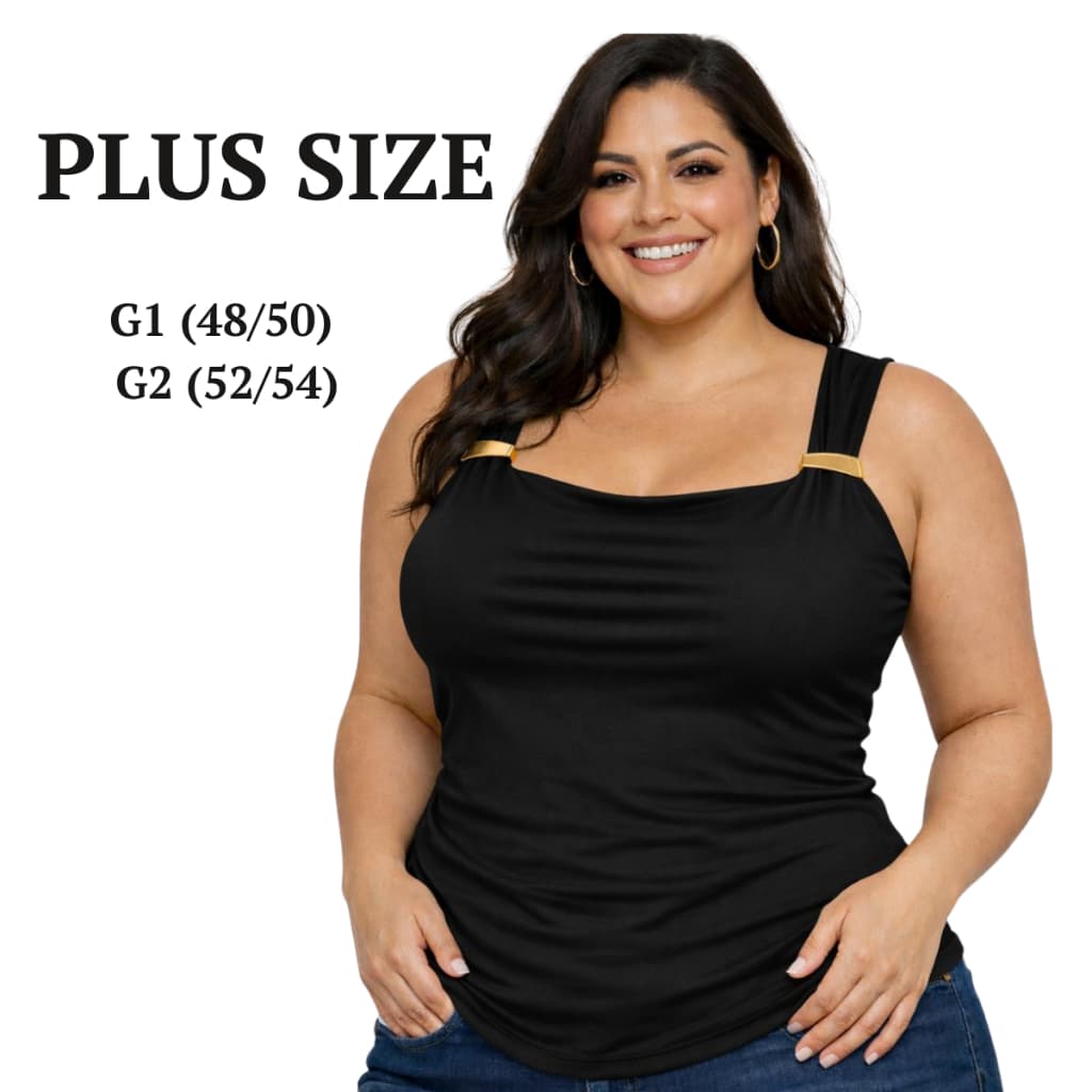 Blusa Feminina Regata Plus Size Jovem Tendência Moderna