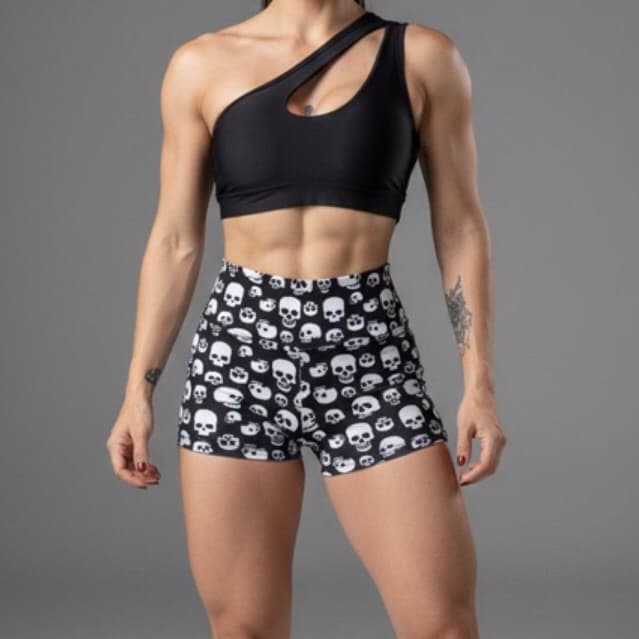 Conjunto Caveira Academia Top gota + Short meia coxa suplex tecido premium
