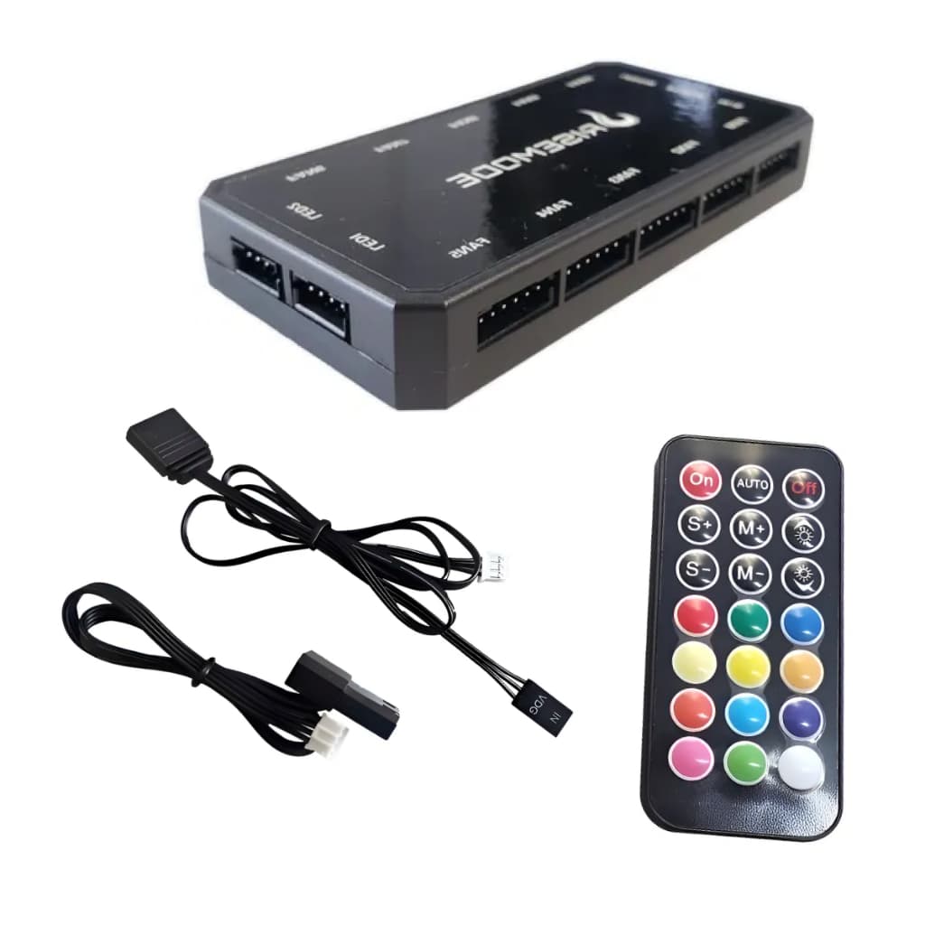 Controladora Hub Pc Gamer ARGB 5v - 6 Pinos Do Kit Fan Rise Mode Laser Energy Aura Preto