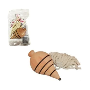 PIÃO DE MADEIRA COM CORDA SOLAPA ARTESANAL PIAO