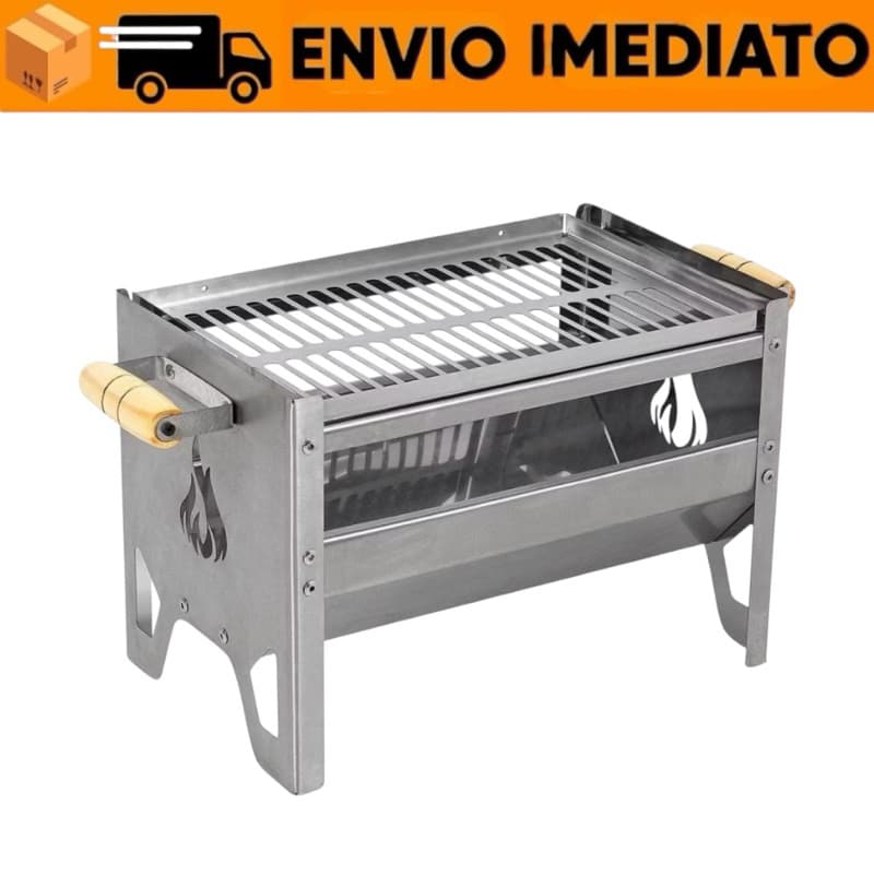 Churrasqueira Portátil Galvanizada Pequena para Carvão | Compacta e Resistente – Ideal para Camping e Viagens