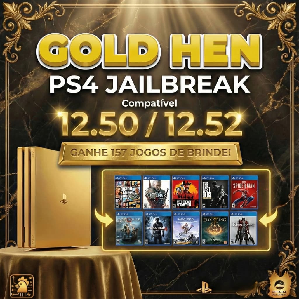 PS4 GoldHEN Compatível 12.52 a 9.00 - Disco BD-J para Desbloqueio