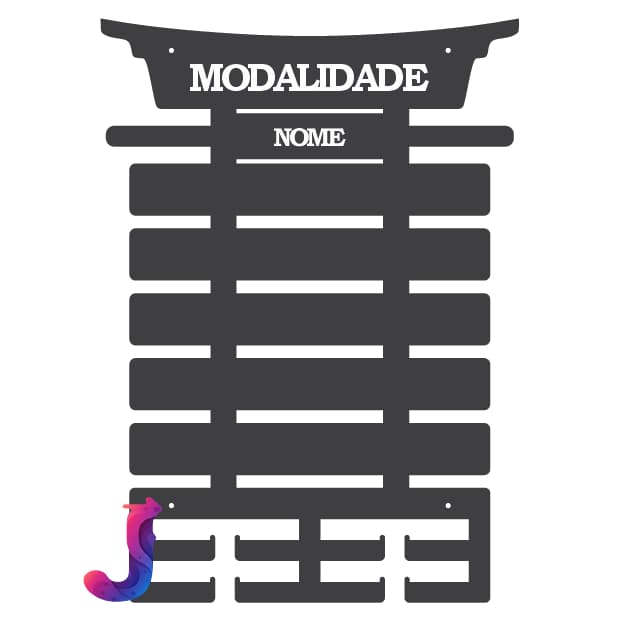 Porta Faixas Jiu-Jitsu para 5 Faixas + Porta Medalhas Personalizado MDF 6mm