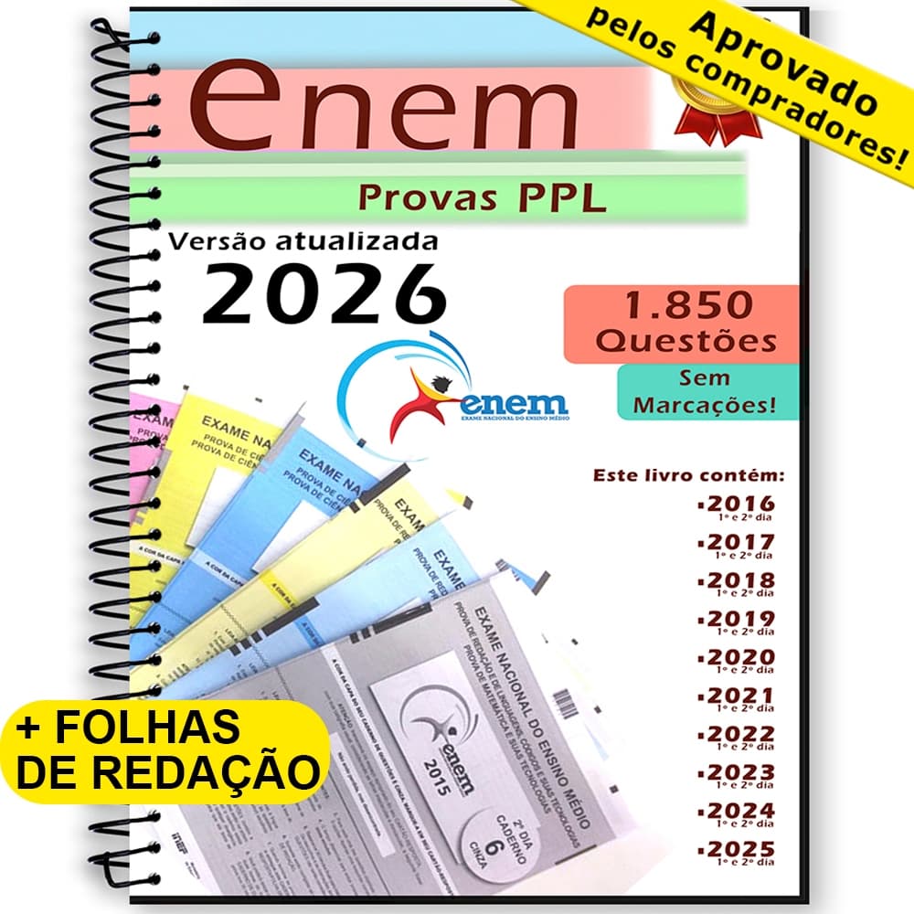 Enem PPL 2026 provas anteriores questões 2016 até 2025 + gabaritos