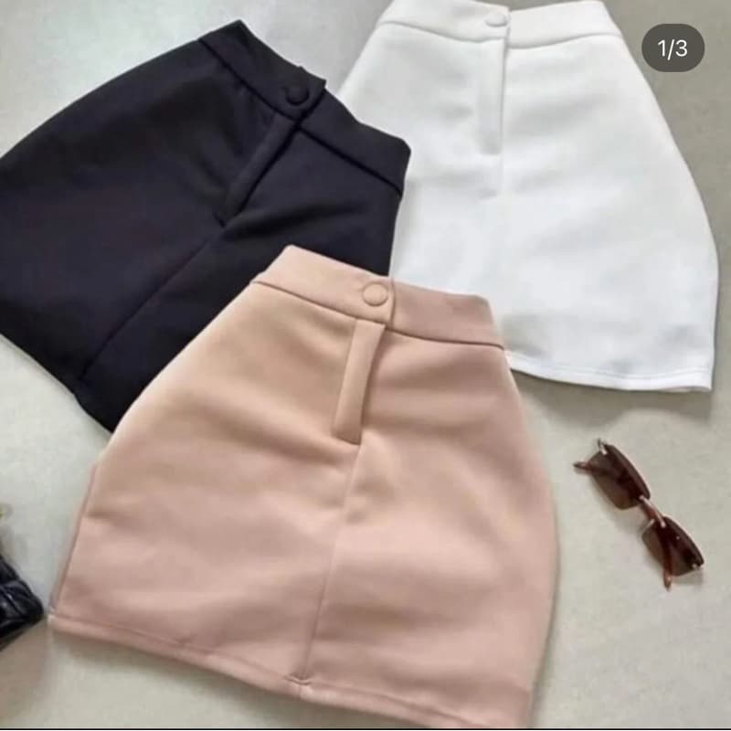 Short saia feminino alfaiataria  Cintura alta com botão promoção tendência