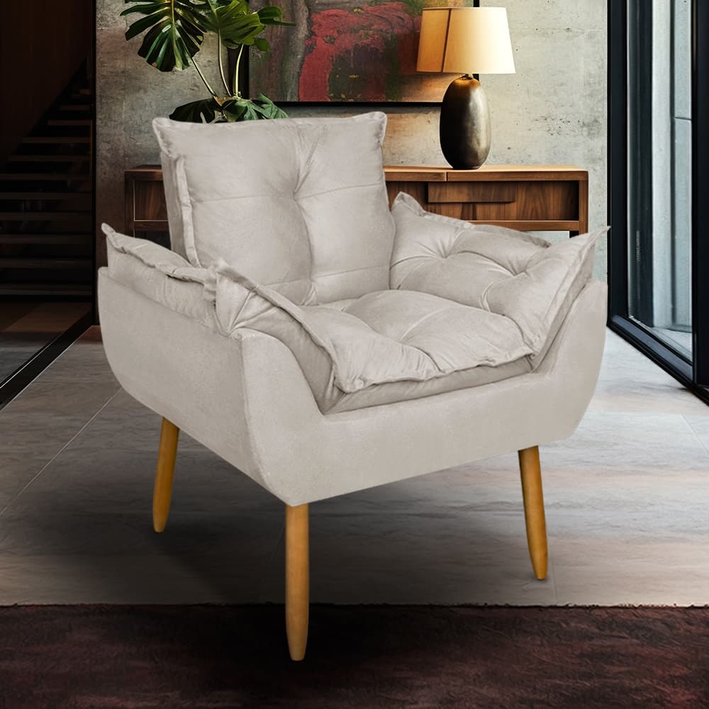 PRONTO ENTREGA - Poltrona para Sala de Estar Recepção Opala Pé Palito Suede