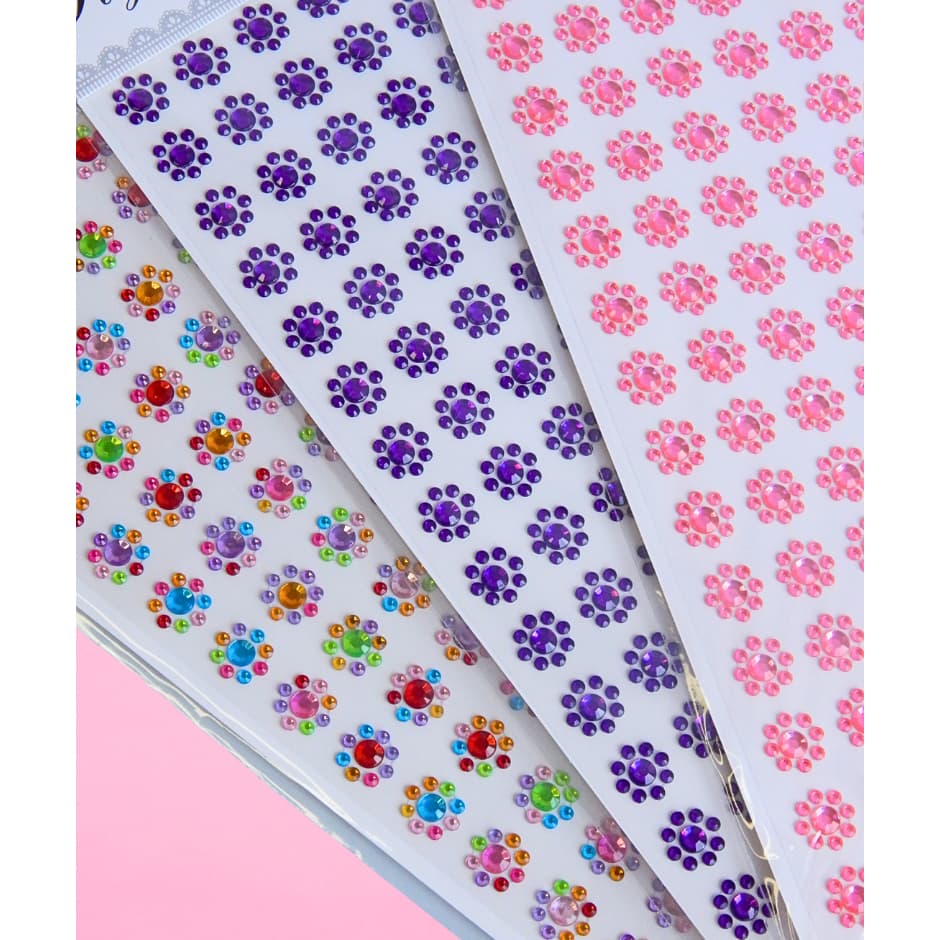 3 unidades de Cartela de Brilho adesivos - 96 apliques por cartela