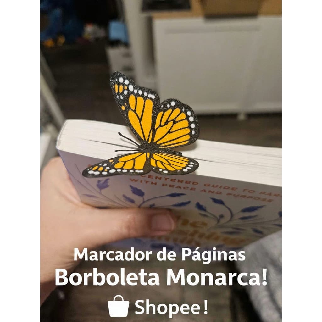 Kit com Marcadores de Livro Borboleta Monarca Impressão 3D