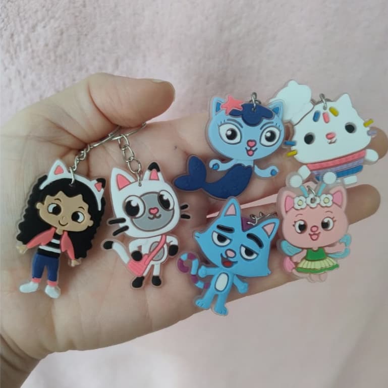 Lembrancinha Novidades A Casa Magica da Gabby kit 10/50 Chaveiro Festa Tema A Casa Magica da Gabby