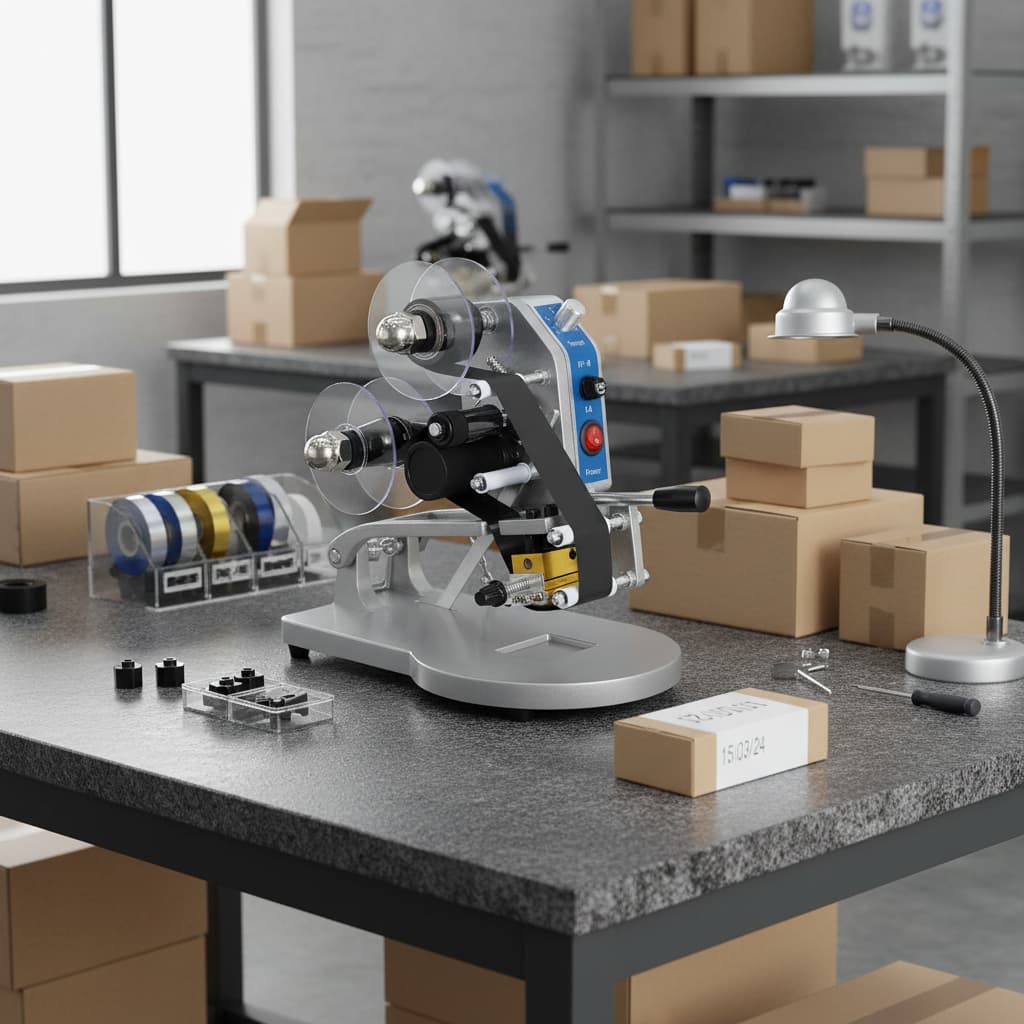 Datador Manual Térmico Impressão Embalagens Contém Caracteres + 1 Rolo de Fita MECOLOUR