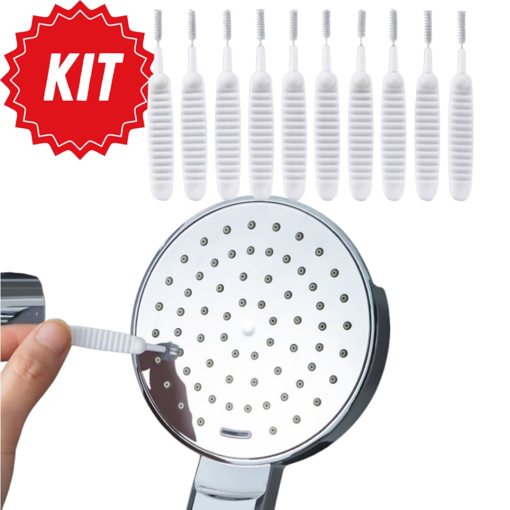 Kit Escova Desentope Chuveiro Mini Desentupidora Limpador Celular Multifuncional Desentope