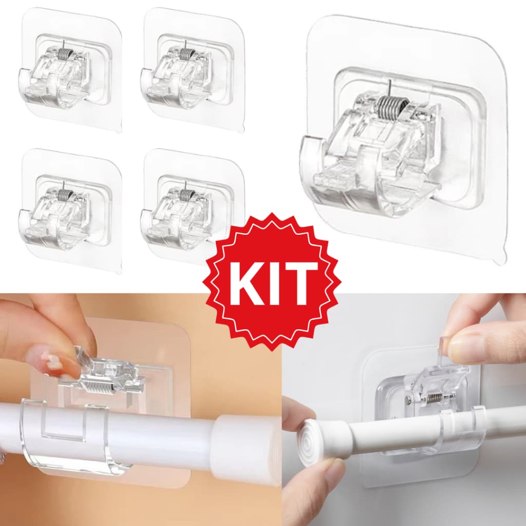 Kit Ganchos Suportes Adesivos Para Varão De Cortina Que Não Precisa Furar Suporte De Parede