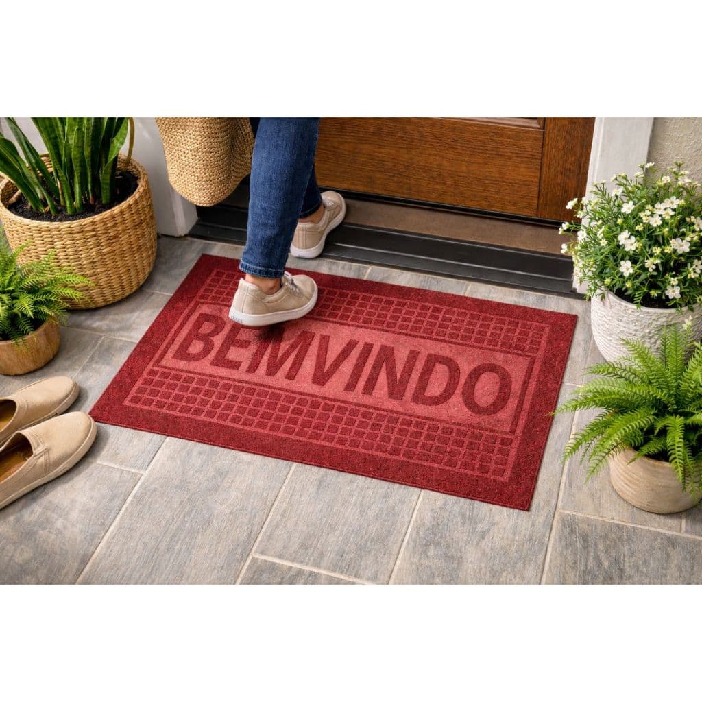 Tapete Capacho Bem Vindo Welcome 40x60 Emborrachado Antiderrapante Porta Entrada Carpete