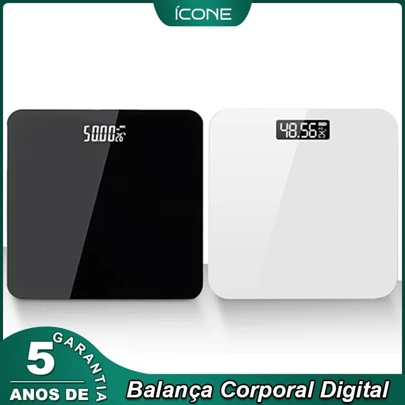 Balança Digital Corporal Corporal Smart Preta Tela em LED Suporta Até 180kg