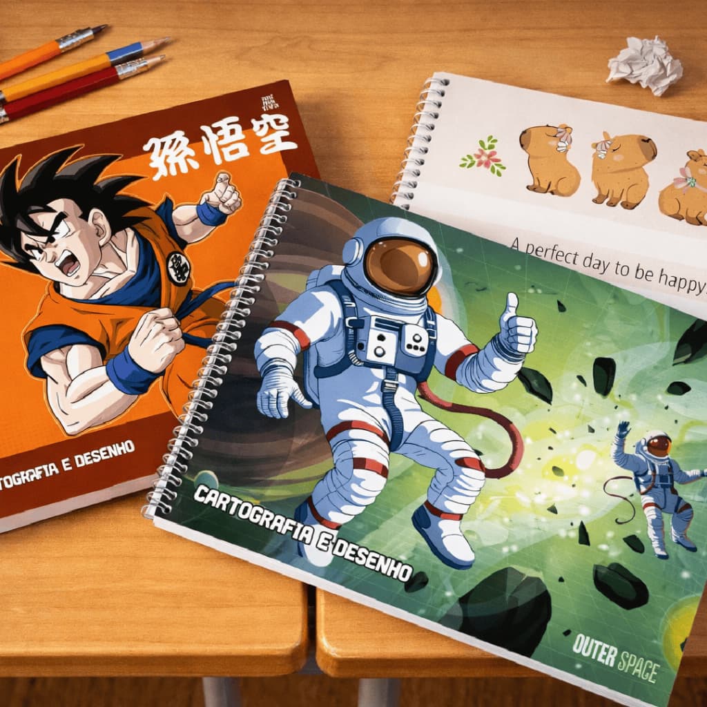 Caderno de Desenho Cartografia Capa Dura Espiral Dragon Ball Z Outros Material Escolar Infantil Arte