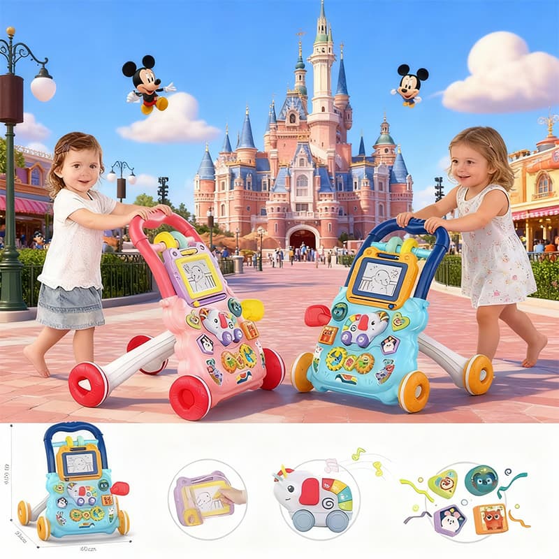 Andador Musical 2 em 1 para Bebê - Brinquedo Educativo com Empurrador e Centro de Atividades -P20