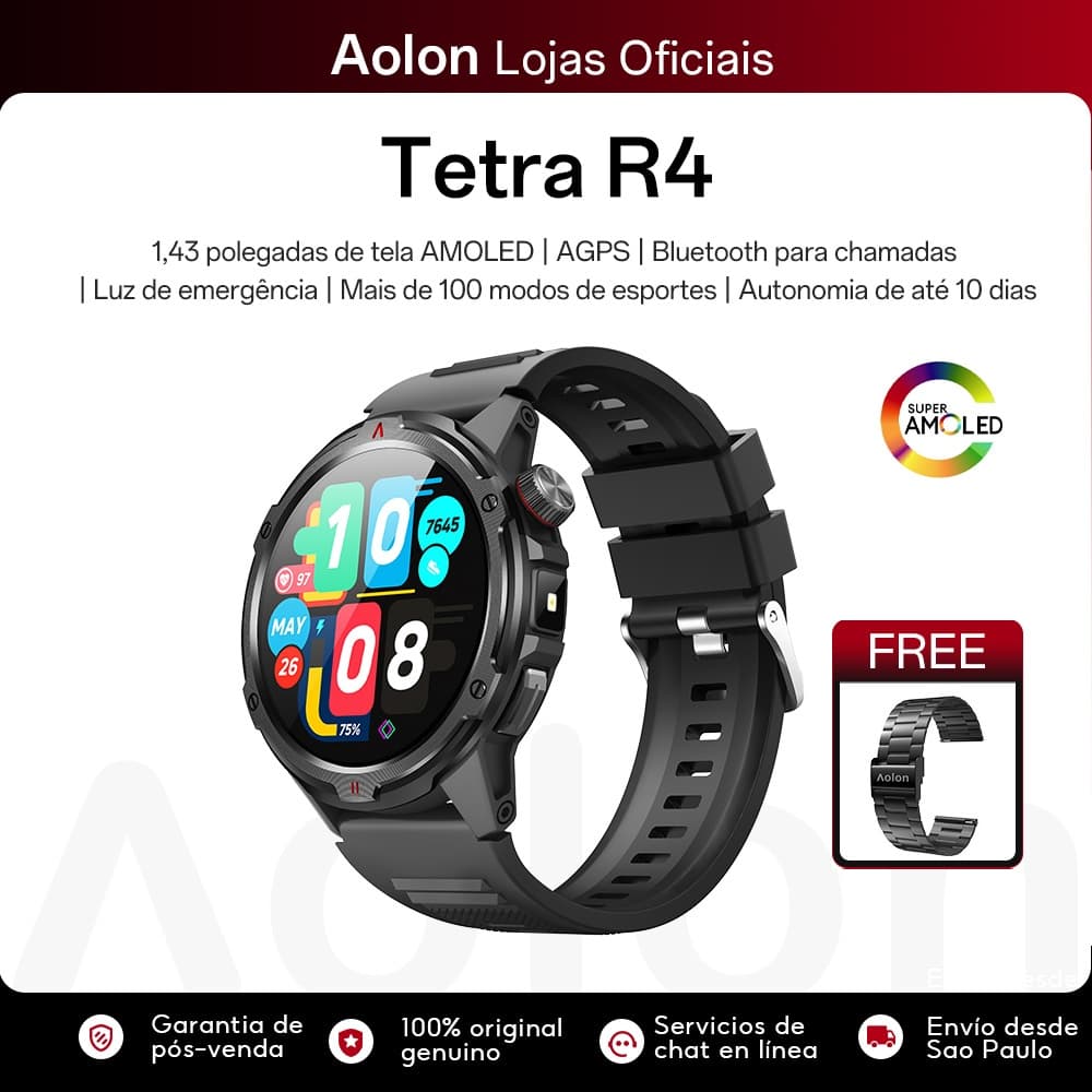 Aolon Tetra R4 Smartwatch relogio AGPS 1ATM Ã Prova D 'Água inteligente relogio AMOLED relogio smartwatch masculino