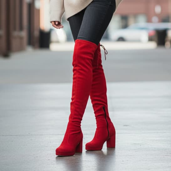 Bota Feminina Plataforma Cano Longo Confortável para Festival Rodeio