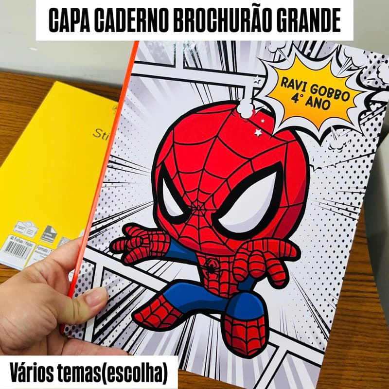Capa Adesiva para Encapar Caderno COM NOME Brochura Grande Personalizado Adesivo Material Escolar Volta as aulas 2026