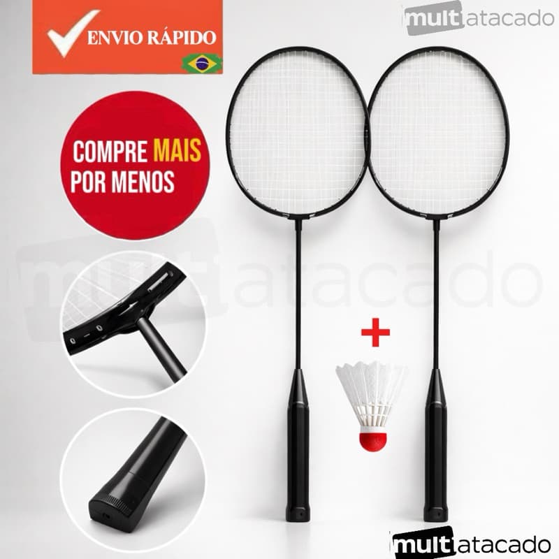 Jogo De Badminton Completo Com 2 Raquetes 1 Peteca E Bolsa rede de transporte jogo de raquete