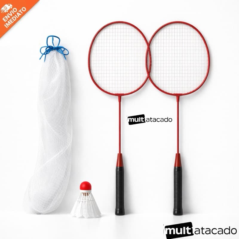 Kit 2 Raquetes Badminton C/ 1 Petecas E Bolsa rede de transporte