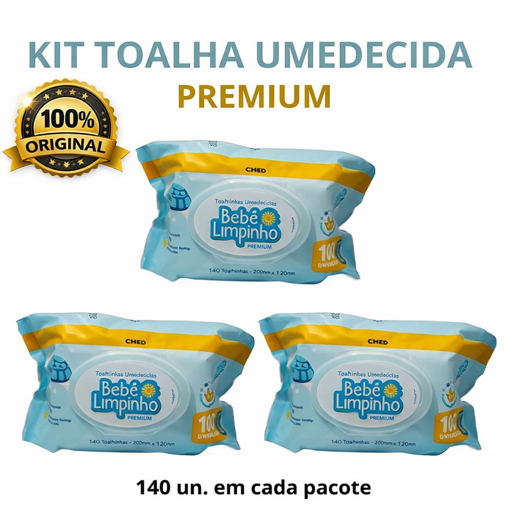 LENÇOS Umedecidas Bebê Limpinho Premium kit com 3 (420 unidades) - Hipoalergênico e Sem Álcool