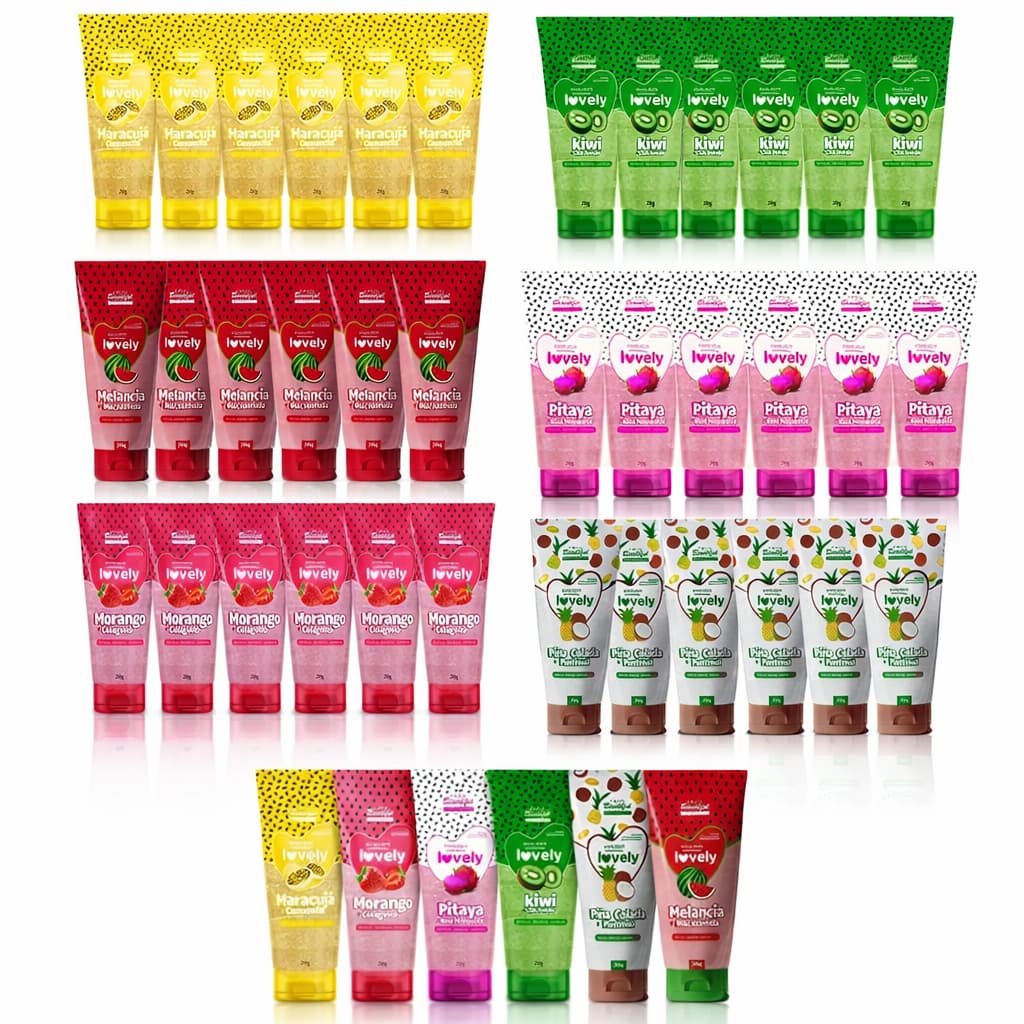 Kit 6 Esfoliante Corporal  da Fruta Bisnaga para festa das cores Lovely Face Beautiful 200g