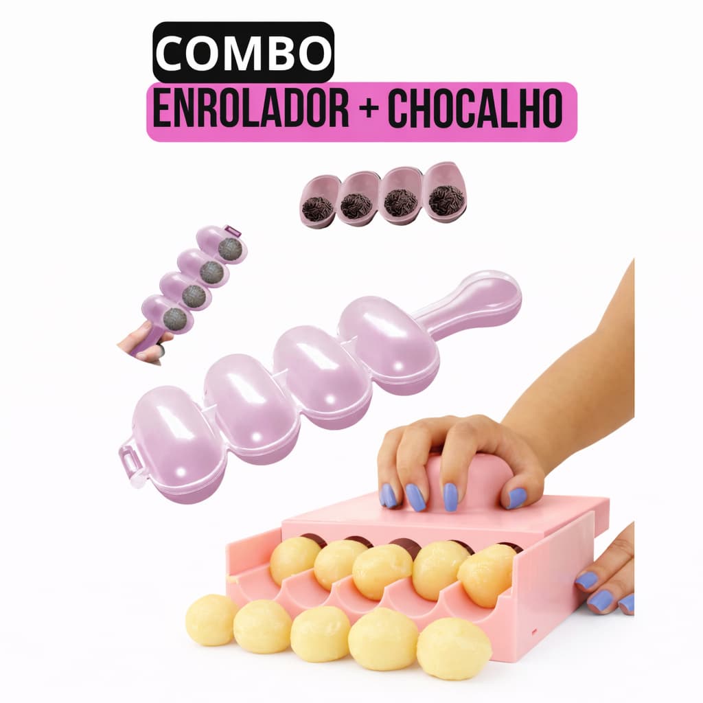 Kit 1 Enrolador de Doces Bluestar Brigadeiro Beijinho + Chocalho Modelador boleador OFF//