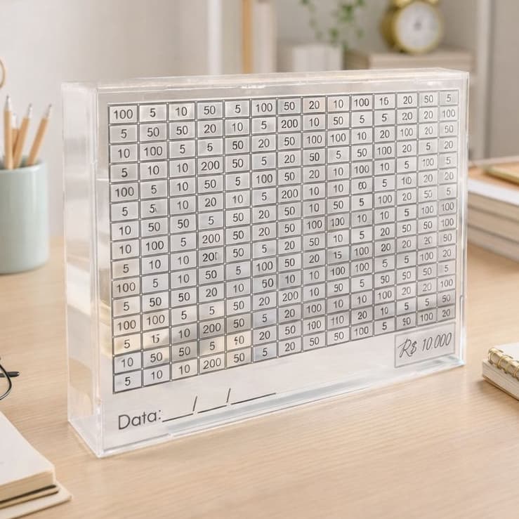 Cofre Acrílico Método Japonês 10 Mil Desafio Decoração Estímulo À Economia