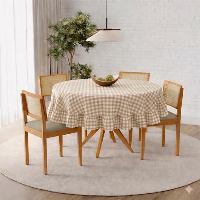 Toalha de Mesa Redonda de Algodão