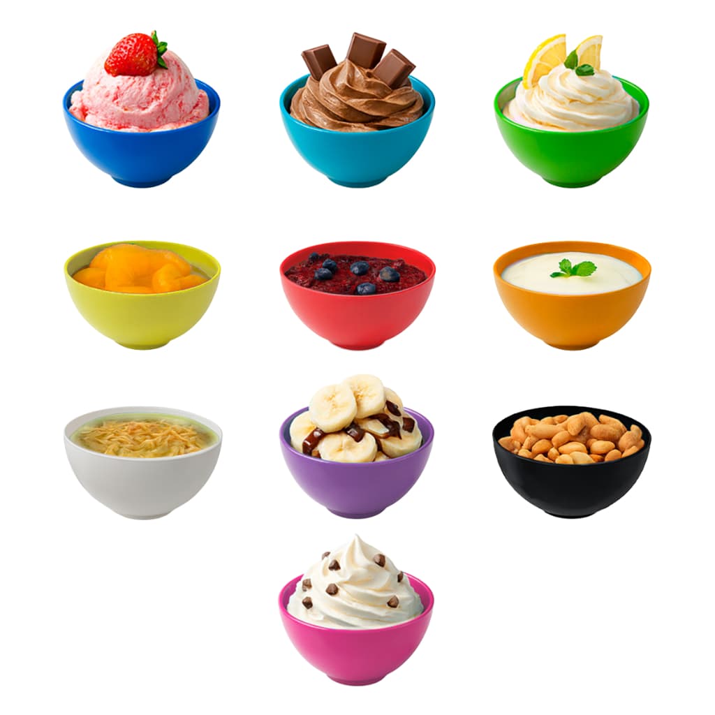 Kit 10 Peças Potes Tigelas Sobremesa Sorvete Açai 380ml 10 cores diferentes