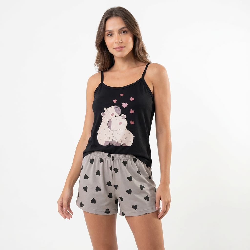 Pijama Baby Doll Short Feminino Linha Premium Confortável Verão Dormir Fresquinho Promoção