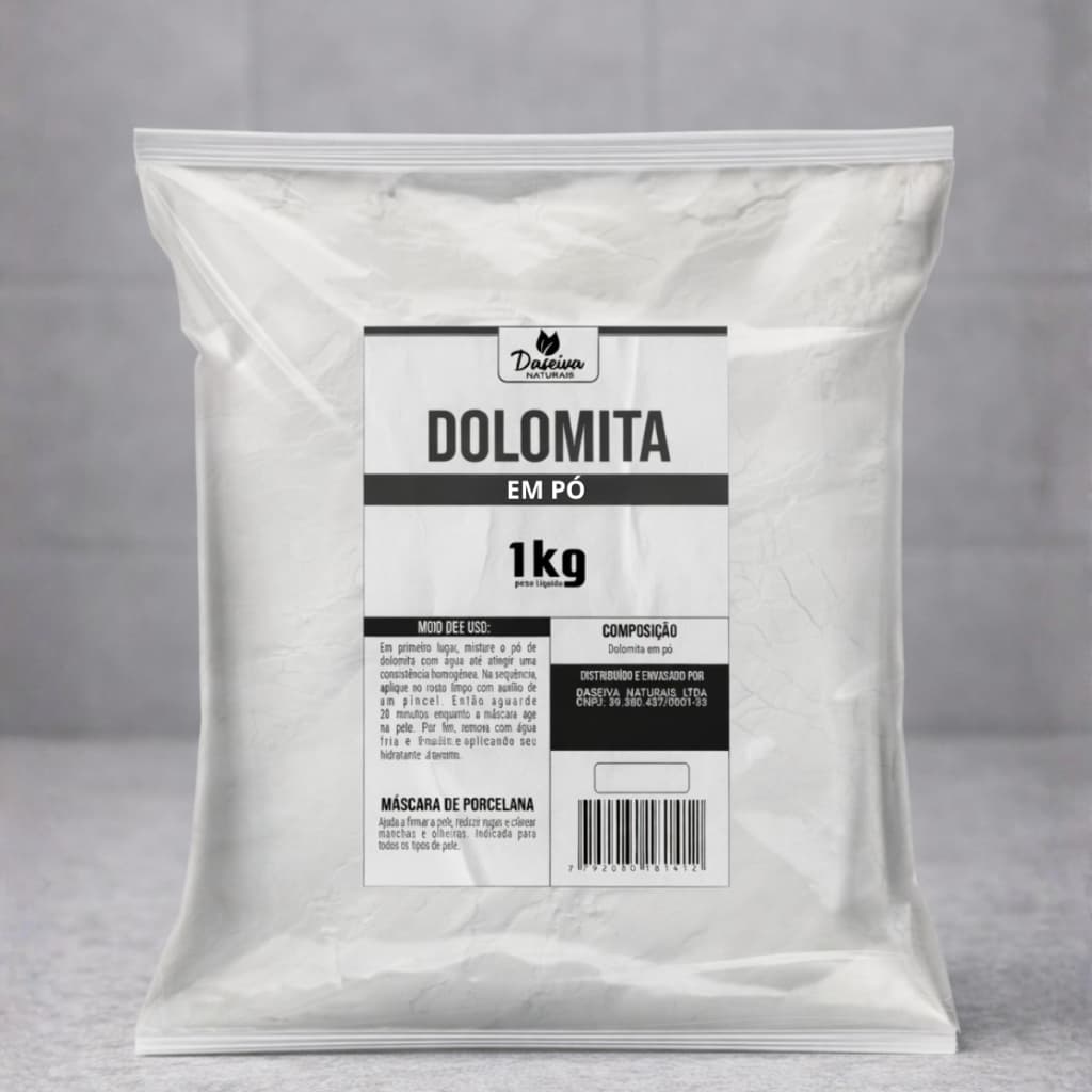 Dolomita em Pó 1kg Uso Estético e Cosmético Mineral Natural para Máscaras e Cuidados com a Pele