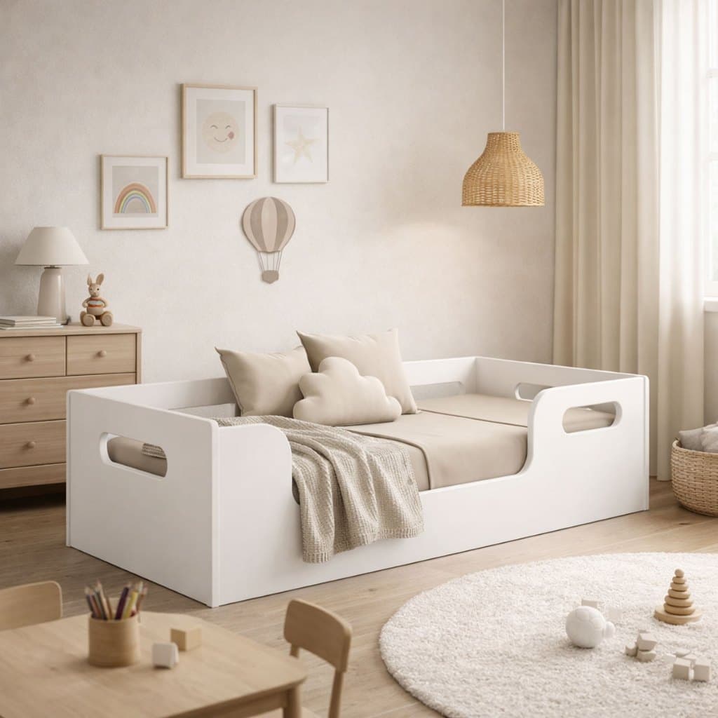 Cama Montessoriana Infantil Com ColchãoCriança Quarto Menino Menina Madeira Moderna