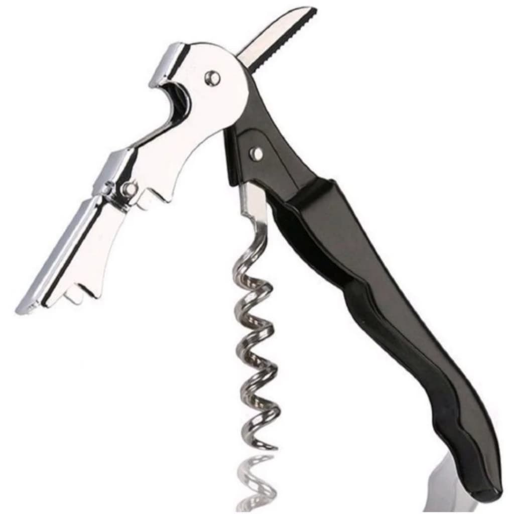 Abridor de Garrafas 12cm Simples Vinho Articulado Prático Metal Preto Saca Rolhas