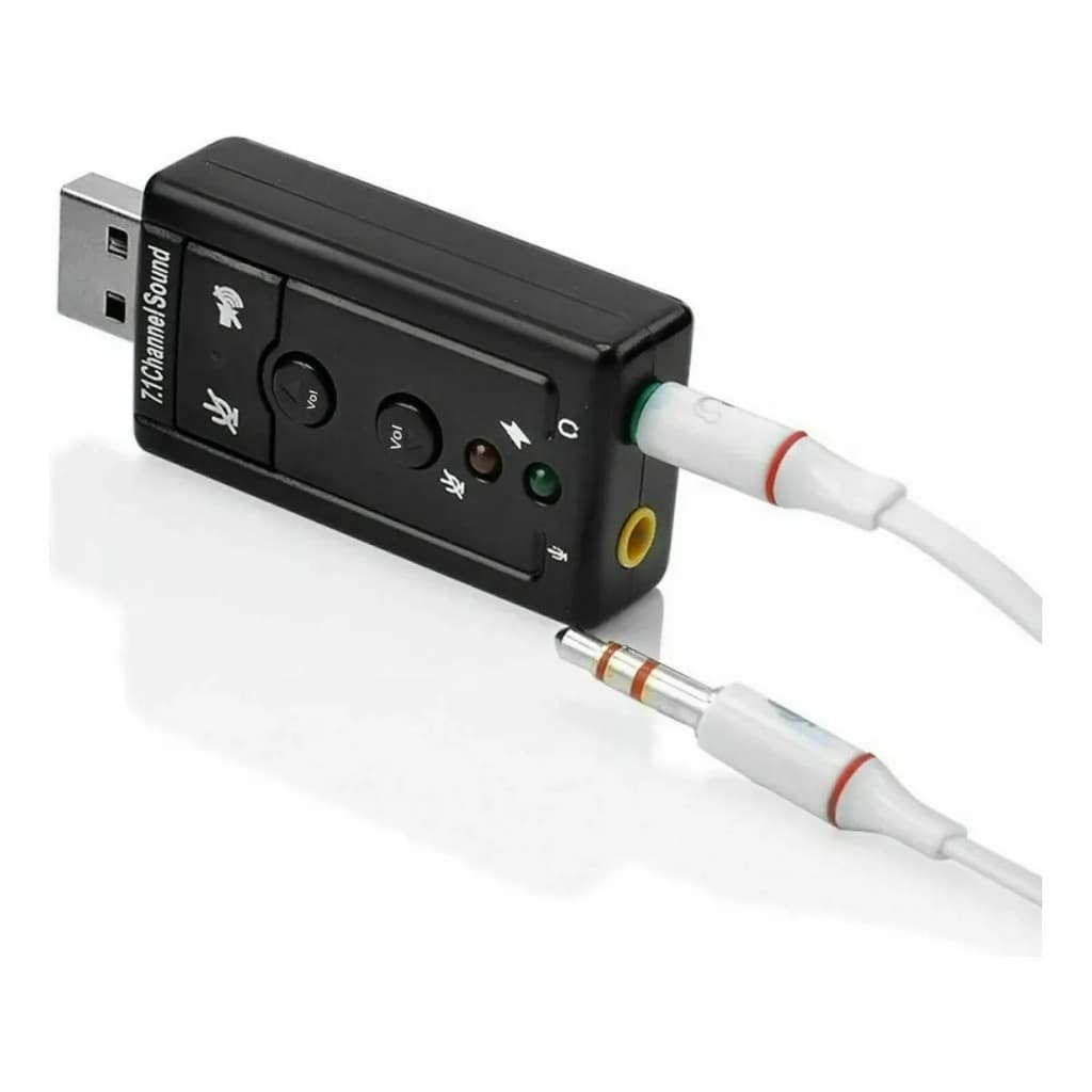 Placa De Som Usb 7.1 Adaptador Audio P2 P3 Pc Notebook Cor Preto