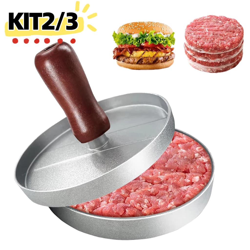Forma Modelador De Fazer Hambúrguer /Frigideira Antiaderente com Divisórias 3 em 1 Caseiro Fácil E Rápido-Forma