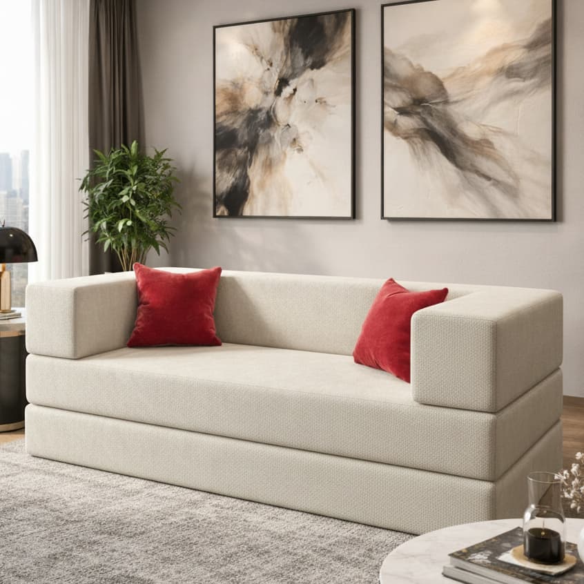 Sofá Cama Buty 2 em 1 Espuma para Sala Quarto Compacto Confortável Prático Ideal para Ambientes Pequenos Apartamento