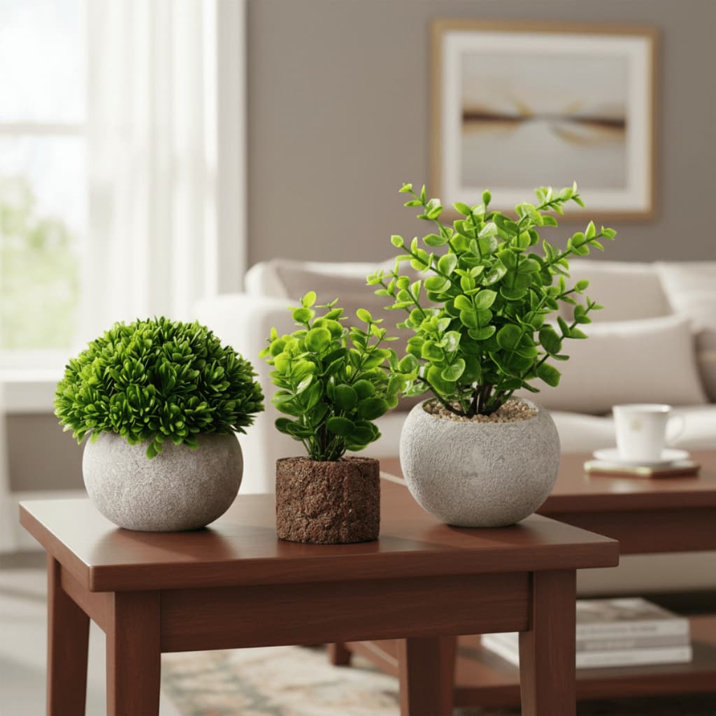 Kit Vasos Decorativos Com Plantas Artificiais Realista Casa Sala Banheiro