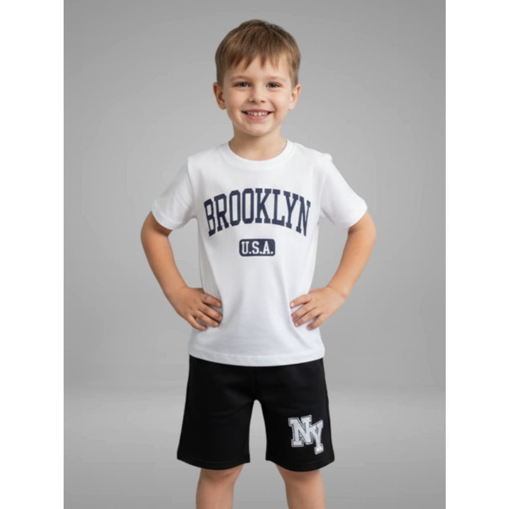 Conjunto Infantil Menino Juvenil Verão - Camisa + Bermuda - Tamanho 2 ao 12 Anos