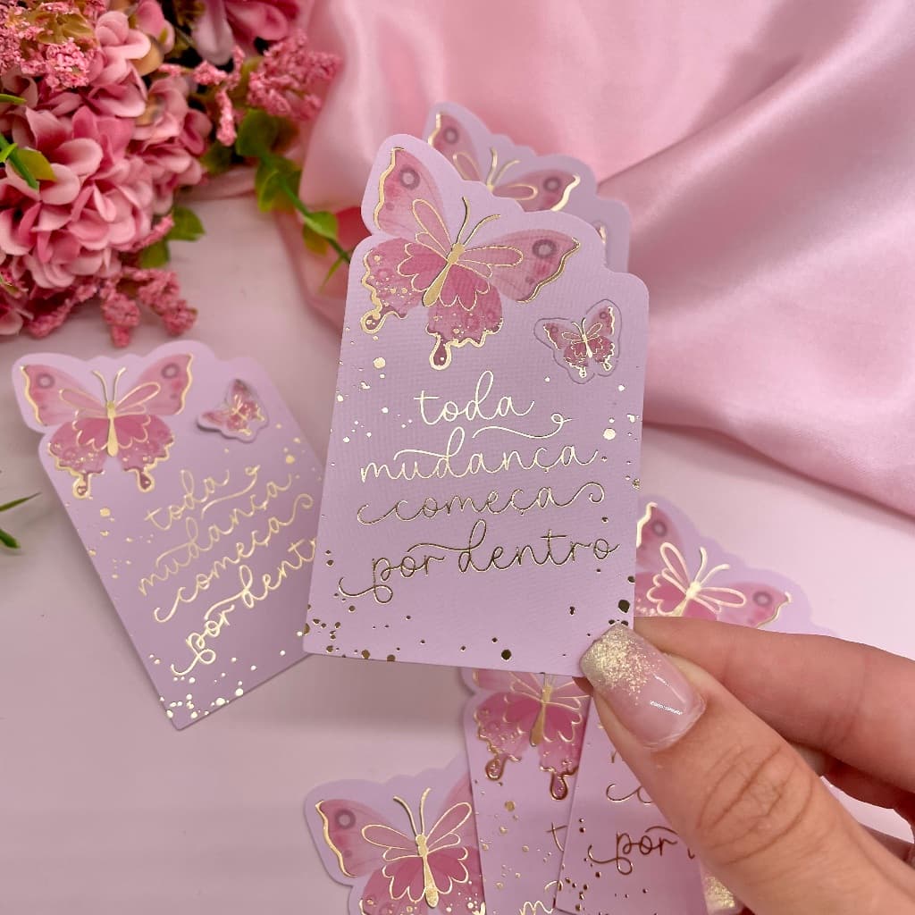 Cartão Hot Stamping "Toda Mudança" - Coleção Outubro Rosa