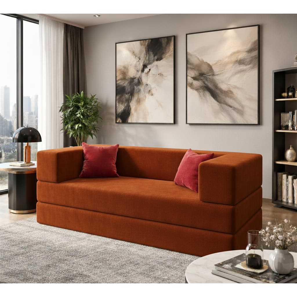 Sofá que Vira Cama 100% em Espuma vai Compactado Design Clean Ambientes Pequenos e Apartamentos