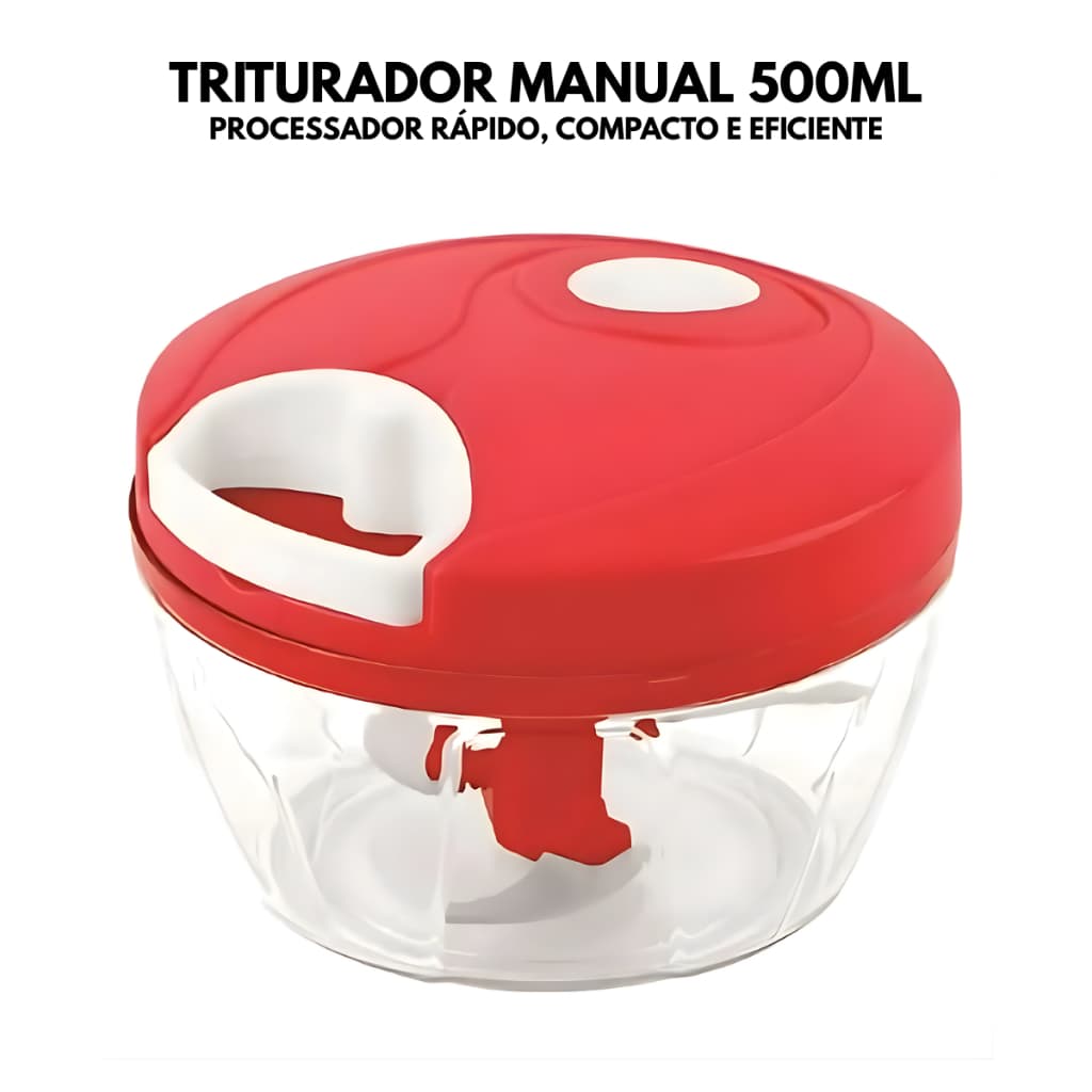 Triturador de Alimentos Manual 500ml Premium Processador de Cozinha com Cordinha