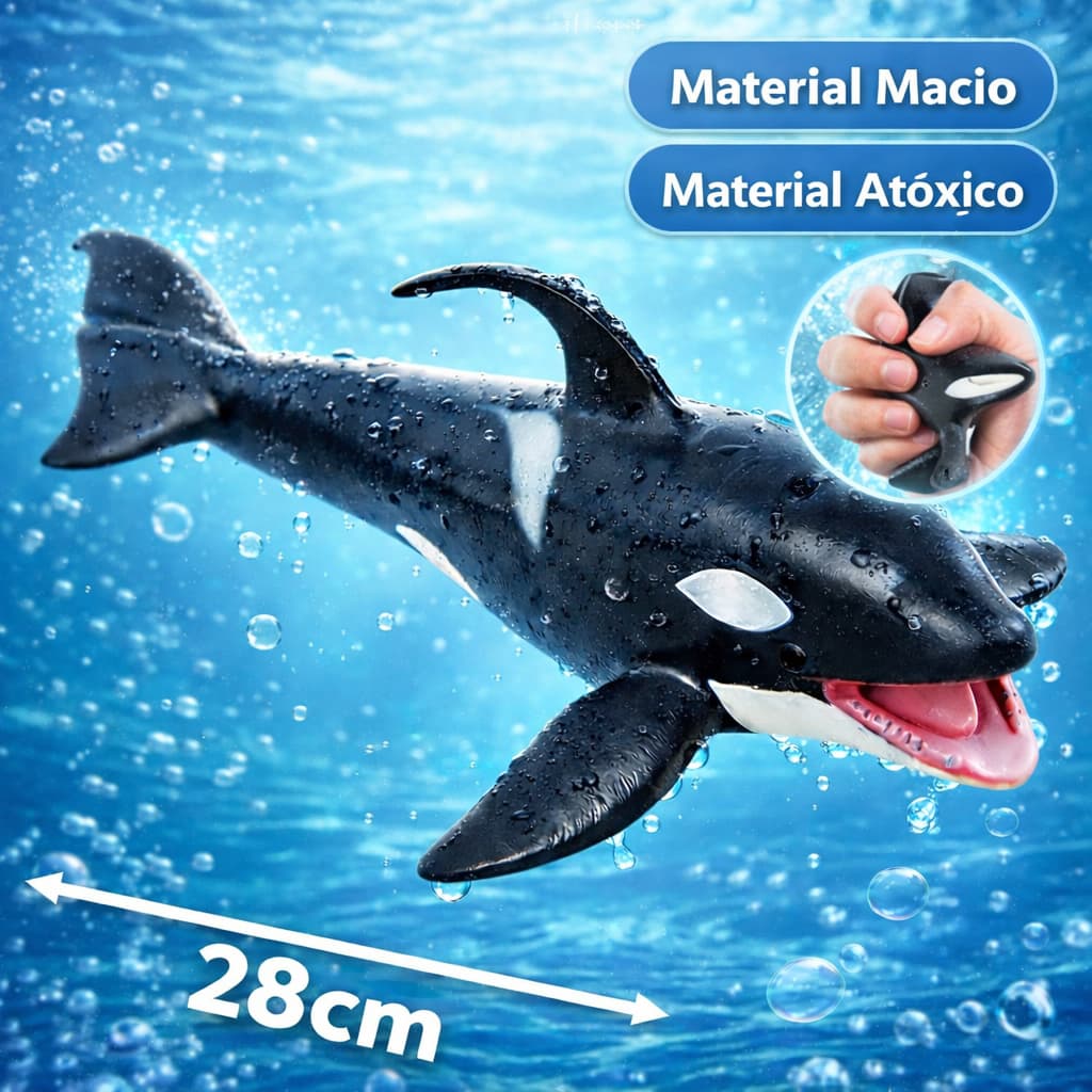 Animal Aquatico Baleia Orca Borracha Macia Fundo Mar Grande