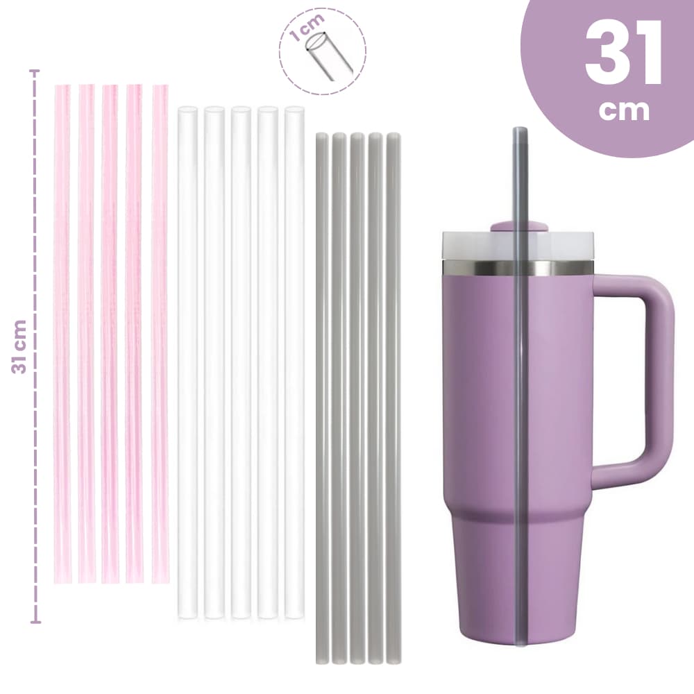 Kit Canudos Substituição Reutilizáveis 31cm Para Copo e Garrafa Térmica 1200ml 40oz Kit 2, 5 e 10 Un