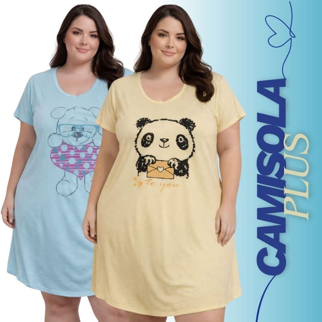 Camisola Plus Size Feminina G1 G2 G3 Grande Confortável Roupa de Dormir Pijama Novidade |200PL| Lançamento