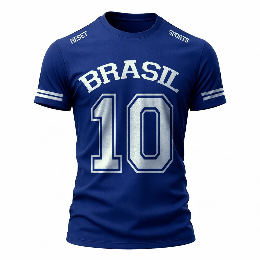 Camiseta Reset Sports Estilo Copa do Mundo Nº10 Masculina | Camisa Esportiva Retrô Seleções