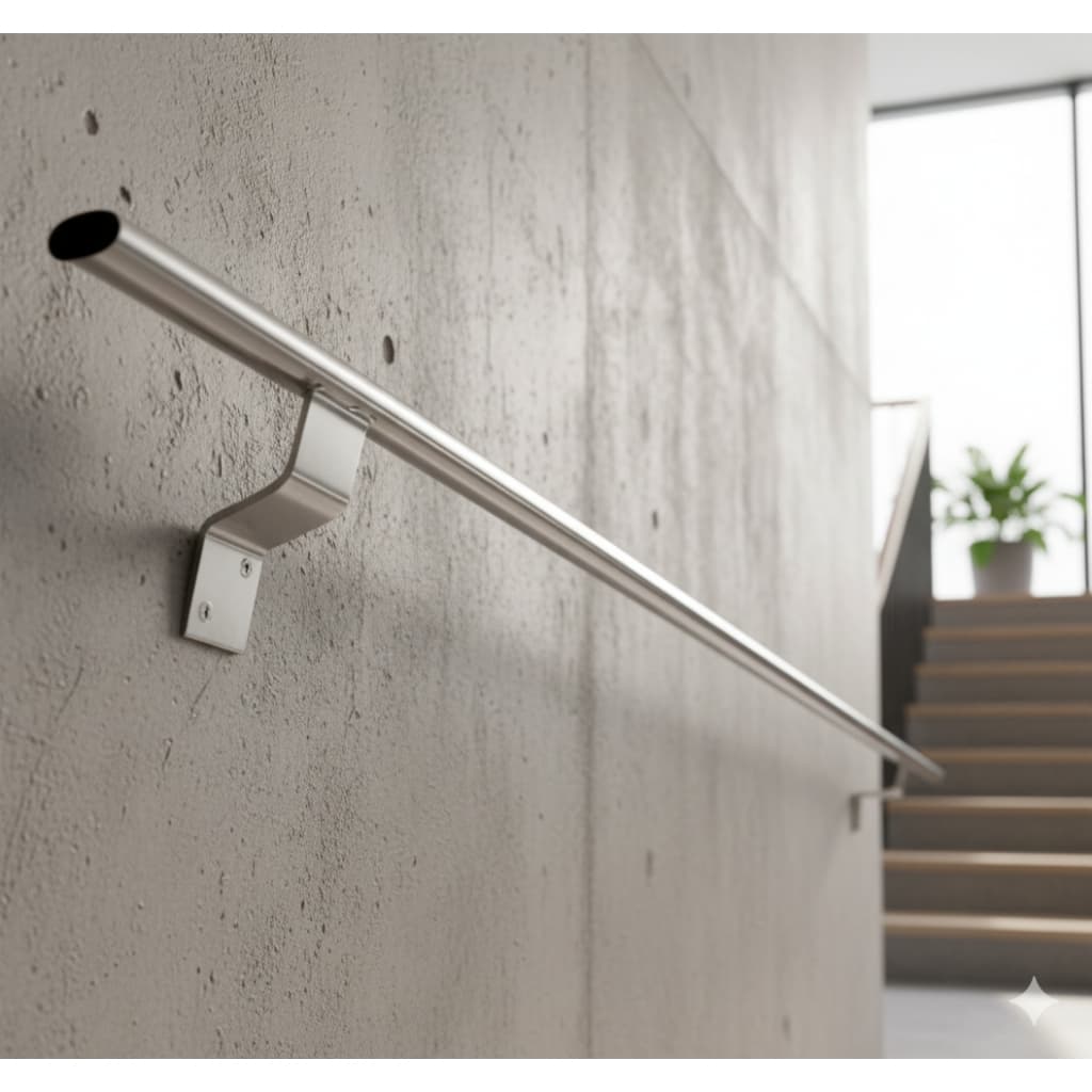 Corrimão de Alumínio Chato para Parede  Escada Rampa – 1 metro